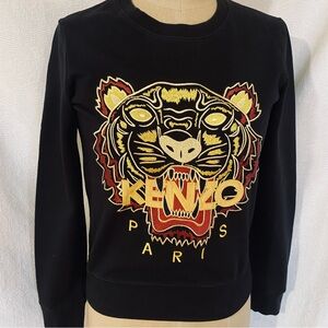 Kenzo Sm black cotton spandex tiger sweatshirt